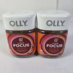 Lot Of 2 Olly Laser Focus Berry Tangy Tangerine Vitamins 36 Gummies BB 9/25/26